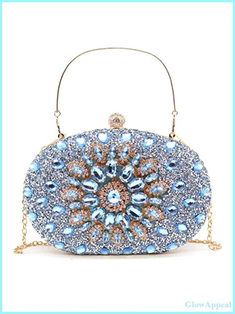 Rhinestone Evening Clutch Purse Sunflower Design Wedding Party Cocktail Bag